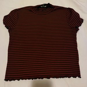 Cropped striped mock turtle neck